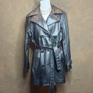 Pelle Studio Wilsons Leather Belted Trench Coat Women's L Thinsulate Lined Black